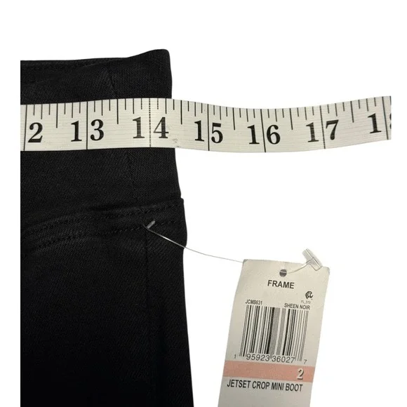 FRAME Jetset Crop Mini Boot Jeans Sheen Noir Black High Rise JCMB631 Size 2 NEW - Picture 8 of 9